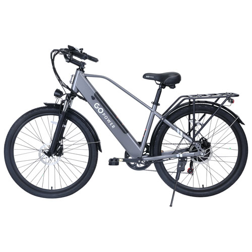 Vélo de ville électrique GoScout de GoPowerBike (moteur 500 W/autonomie jusqu'à 72 km/vitesse maximale 32 km/h) - Argenté