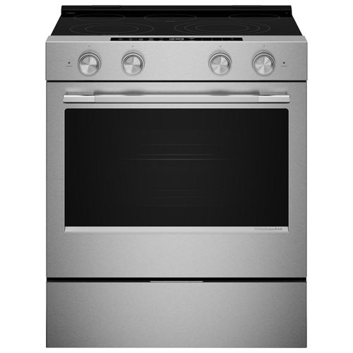 Boîte ouverte - Cuisinière électrique encastrable à convection véritable et friture à l'air 5,3 pi³ 30 po de KitchenAid - Acier inoxydable - Endommagé
