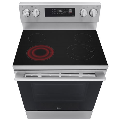 Cuisinière autonome à surface lisse avec convection véritable et friture à l'air 6,3 pi³ 30 po de LG - Acier inoxydable