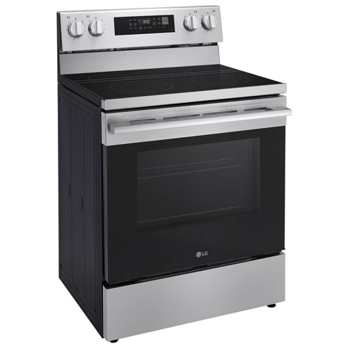 Cuisinière autonome à surface lisse avec convection véritable et friture à l'air 6,3 pi³ 30 po de LG - Acier inoxydable