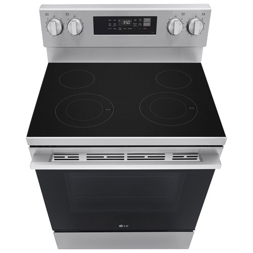 Cuisinière autonome à surface lisse avec convection véritable et friture à l'air 6,3 pi³ 30 po de LG - Acier inoxydable