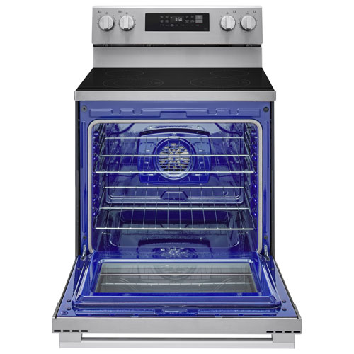 Cuisinière autonome à surface lisse avec convection véritable et friture à l'air 6,3 pi³ 30 po de LG - Acier inoxydable