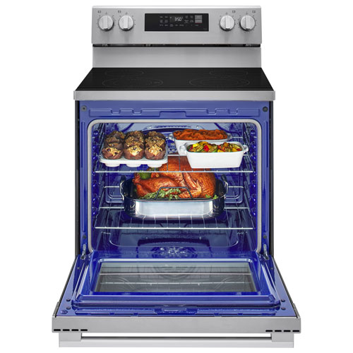 Cuisinière autonome à surface lisse avec convection véritable et friture à l'air 6,3 pi³ 30 po de LG - Acier inoxydable