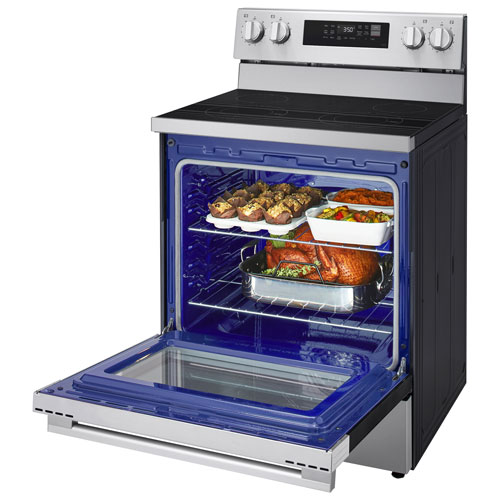 Cuisinière autonome à surface lisse avec convection véritable et friture à l'air 6,3 pi³ 30 po de LG - Acier inoxydable