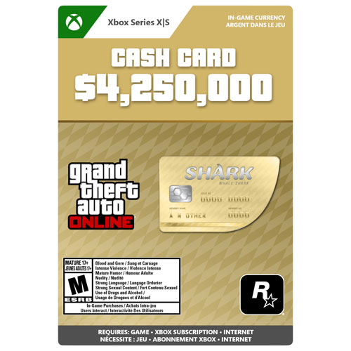 GTA Online - $4,250,000 Whale Shark Cash Card - Digital Download