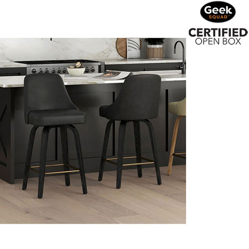 Open Box - !NSpire Oakley Contemporary Counter Height Swivel Barstool - Set of 2 - Charcoal