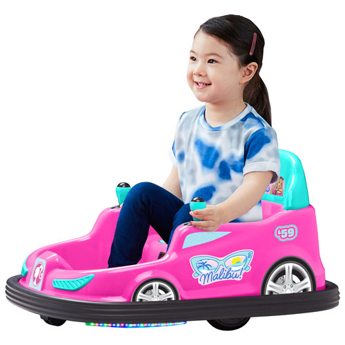 Flybar Barbie 6V Battery-Powered Bumper Ride-On Car - Pink