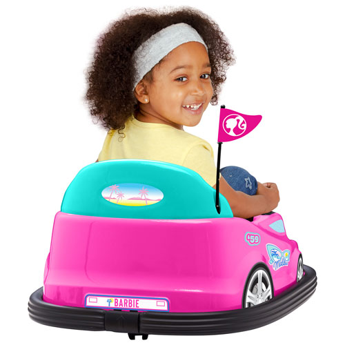 Flybar Barbie 6V Battery-Powered Bumper Ride-On Car - Pink