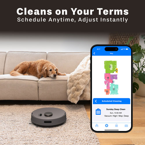 Aspirateur robot-vadrouille connecté Wi-Fi à vidange automatique Bio de bObsweep - Galet