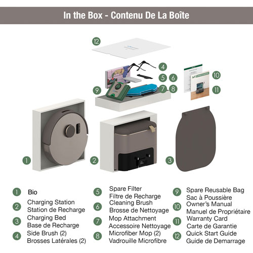 Aspirateur robot-vadrouille connecté Wi-Fi à vidange automatique Bio de bObsweep - Galet