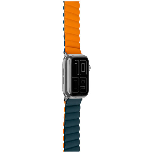 Bracelet en silicone Vibrance Link de LOGiiX pour Apple Watch 42 mm/44 mm/45 mm/49 mm/SE/Ultra - Bleu marine/Orange