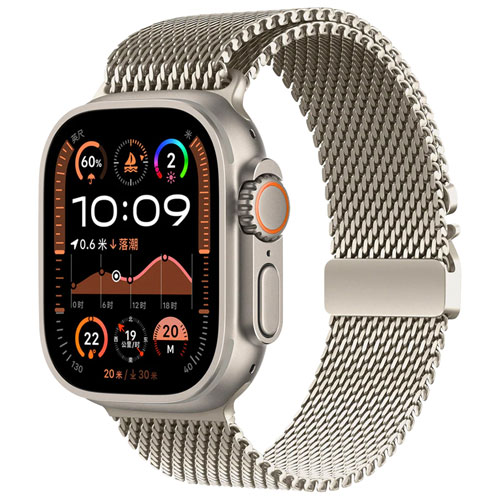 Bracelet à mailles milanaises de LOGiiX pour Apple Watch 44/45/46/49 mm - Titane