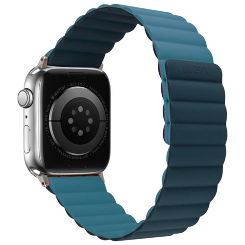 Bracelet en silicone Vibrance Link de LOGiiX pour Apple Watch 42-44-45-49 mm/SE/Ultra - Bleu marine/Bleu mer
