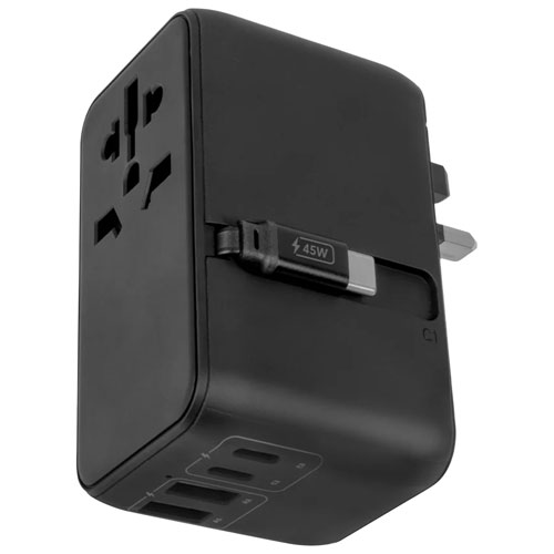 Adaptateur de voyage 45 W World Traveler XL de LOGiiX - Noir