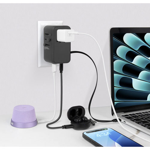 Adaptateur de voyage 45 W World Traveler XL de LOGiiX - Noir