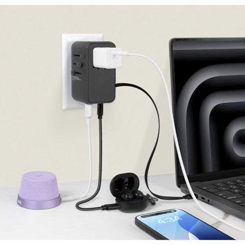 Adaptateur de voyage 65 W World Traveler XL de LOGiiX - Noir