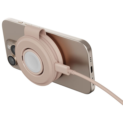 Chargeur sans fil 2-en-1 Qi2 15 W OntheGo de Satechi - Rose du désert