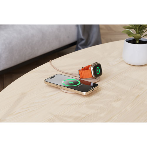 Chargeur sans fil 2-en-1 Qi2 15 W OntheGo de Satechi - Rose du désert