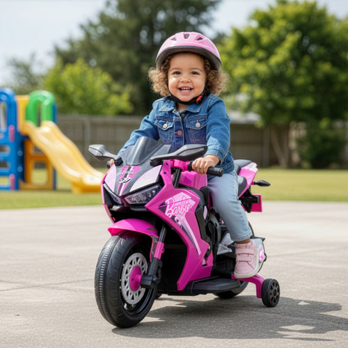 Moto porteuse Barbie 6 V de Flybar - Rose