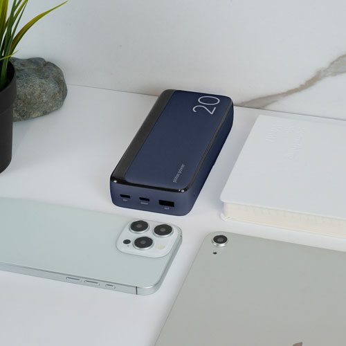 LOGiiX Vibrance Piston Power 20,000 mAh Dual USB-C/USB-A Power Bank - Midnight Blue