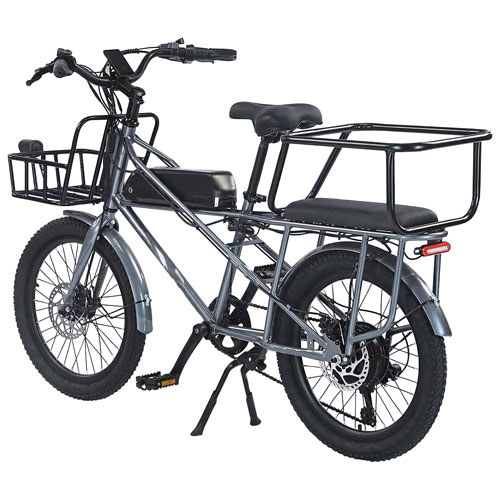 GoTyger Heavy-Duty Cargo Electric City Bike (500W Motor / 45km Range / 30km/h Top Speed) - Black