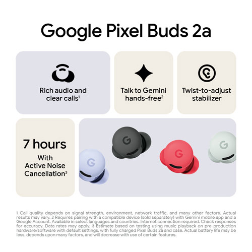 Google Pixel Buds 2a In-Ear Noise Cancelling True Wireless Earbuds - Fog