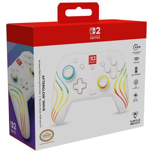 Turtle Beach Afterglow Wave Wireless RGB Gaming Controller for Nintendo Switch/Switch 2 - White