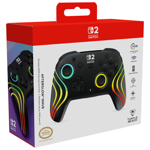 Manette de jeu sans fil RVB Afterglow Wave de Turtle Beach pour Nintendo Switch/Switch 2 - Noir