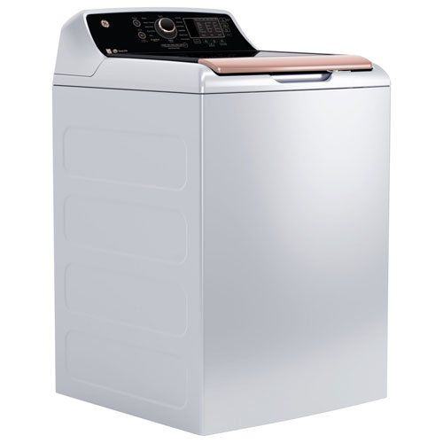 GE 5.3 Cu. Ft. Top Load Washer - White / Rose gold