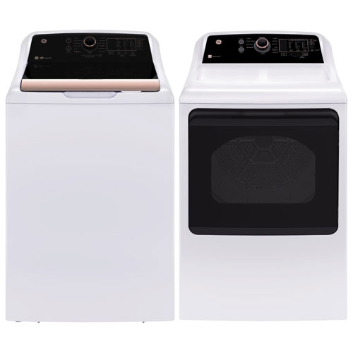 GE 5.3 Cu. Ft. Top Load Washer - White / Rose gold