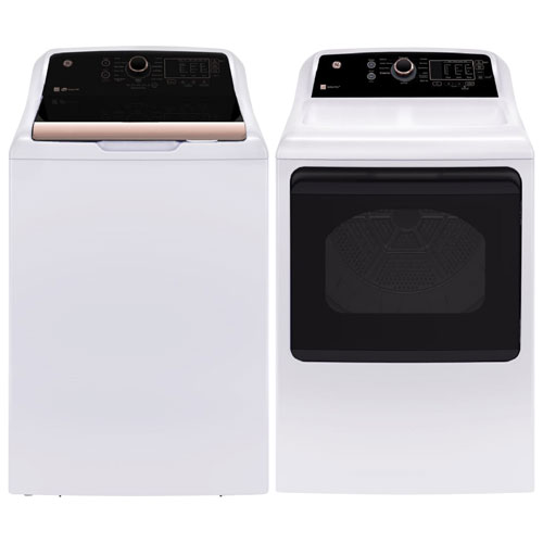 Sécheuse électrique 7,4 pi³ de GE - Blanc/Rose doré