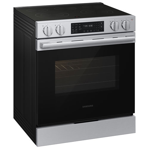 Samsung BESPOKE 30" 6.3 Cu. Ft. Fan Convection Smooth Top Slide-In Electric Range (NSE70H63SRAC) - Stainless Steel