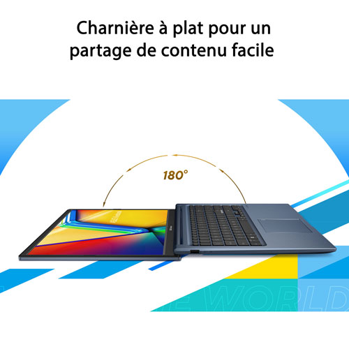 Portable 15,6 po Vivobook 15 d'ASUS - Bleu calme (Core 3 100U d'Intel/RAM 8 Go/SSD 512 Go/Windows 11 Famille)