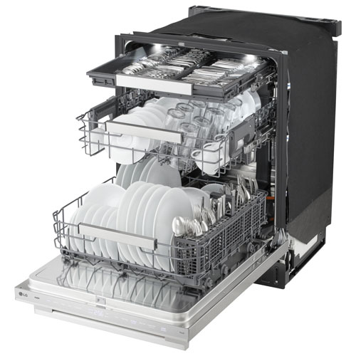 Lave-vaisselle encastrable 24 po 39 dB avec troisième panier FlushFit de LG (LDNTH862S) - Acier inoxydable