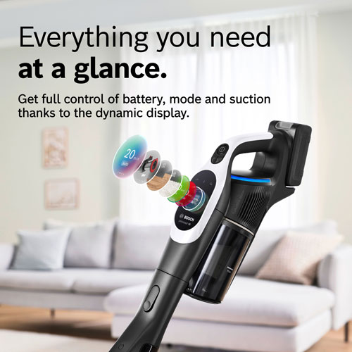 Bosch Unlimited 10 Cordless Bagless Stick Vacuum for Multi-Surface with MicroClean Sensor, 80 min Runtime, HEPA - White