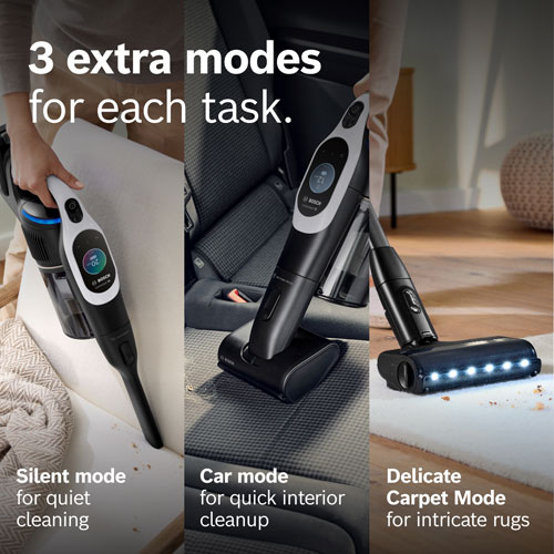 Bosch Unlimited 10 Cordless Bagless Stick Vacuum for Multi-Surface with MicroClean Sensor, 80 min Runtime, HEPA - White