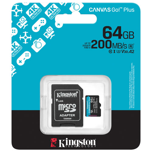 Kingston Canvas Go! Plus 64GB 200MB/s microSD Memory Card