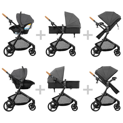 Système de transport Pivot NXT avec siège d'auto pour bébé LiteMax NXT d'Evenflo - Gris Silverado