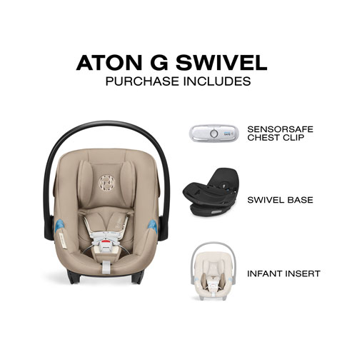 Siège d'auto pour bébé orienté vers l'arrière Aton G Swivel de Cybex - Beige amande