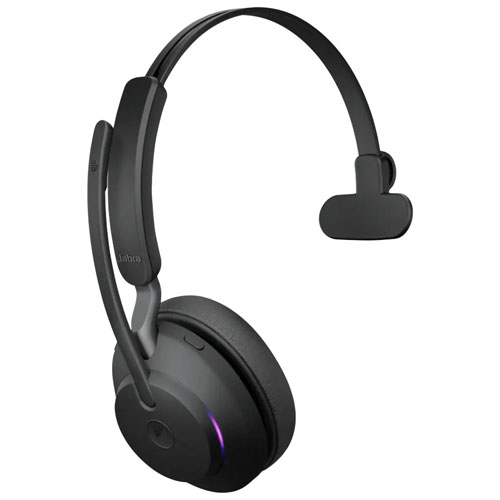 Casque d'écoute Bluetooth à suppression du bruit Evolve2 65 de Jabra avec microphone - Noir
