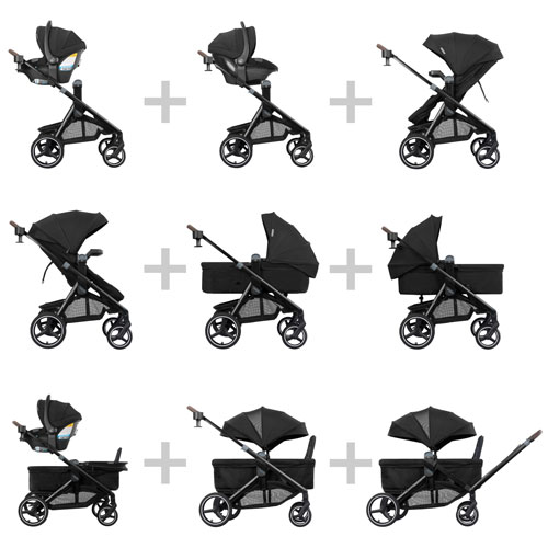 Evenflo Transformer Modular Travel System with LiteMax NXT Infant Car Seat - Black