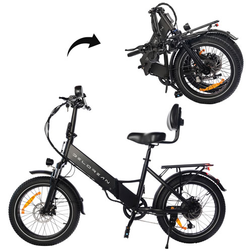 Delorean DM800 Step-Through Electric City Bike (750W Motor / 60km Range / 32km/h Top Speed) - Black