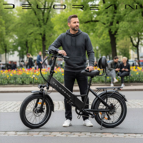 Delorean DM800 Step-Through Electric City Bike (750W Motor / 60km Range / 32km/h Top Speed) - Black