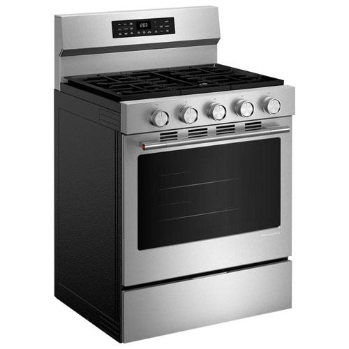 KitchenAid 30" 5.0 Cu. Ft. True Convection 5-Burner Free-Standing Gas Range - Stainless Steel