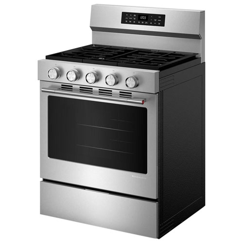 KitchenAid 30" 5.0 Cu. Ft. True Convection 5-Burner Free-Standing Gas Range - Stainless Steel