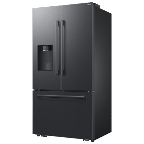Réfrigérateur à deux portes 29 pi³ 36 po avec distributeur d'eau et de glaçons de Samsung (RF70H30GEEAA) - Acier inoxydable noir mat