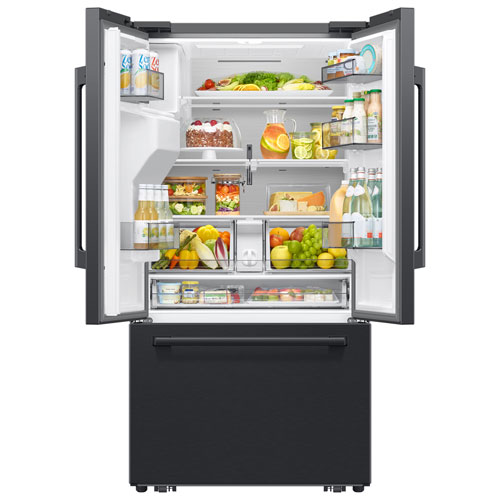 Réfrigérateur à deux portes 29 pi³ 36 po avec distributeur d'eau et de glaçons de Samsung (RF70H30GEEAA) - Acier inoxydable noir mat