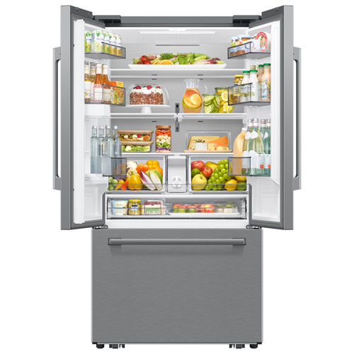 Réfrigérateur à deux portes 29 pi³ 36 po avec distributeur d'eau et de glaçons de Samsung (RF70H30KERAA) - Acier inoxydable
