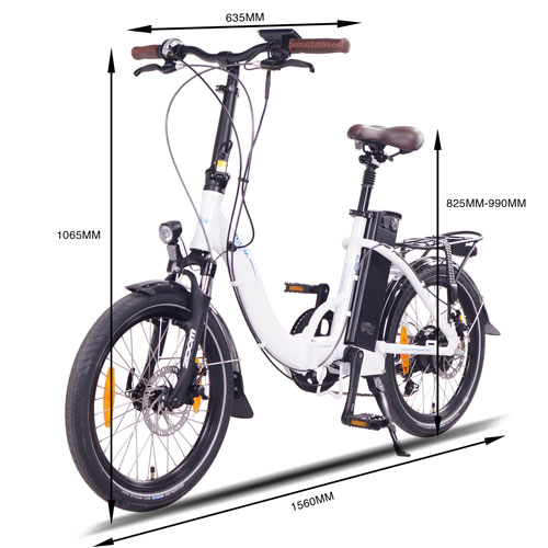NCM Paris Folding Electric City Bike (500W Motor / 90km Range / 32km/h Top Speed) - Gloss White