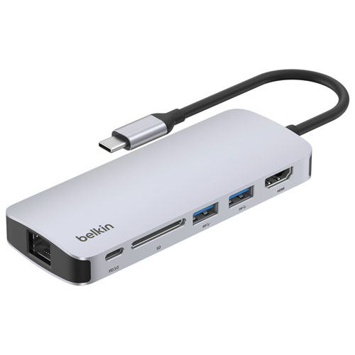 Concentrateur multimédia 6-en-1 avec port USB-C de Belkin (AVC008fqSGY-V2)